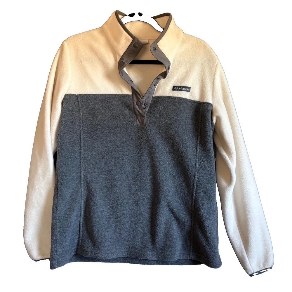 Columbia Large Benton Springs Pullover Fleece Half Snap Button Up Gray Jacket